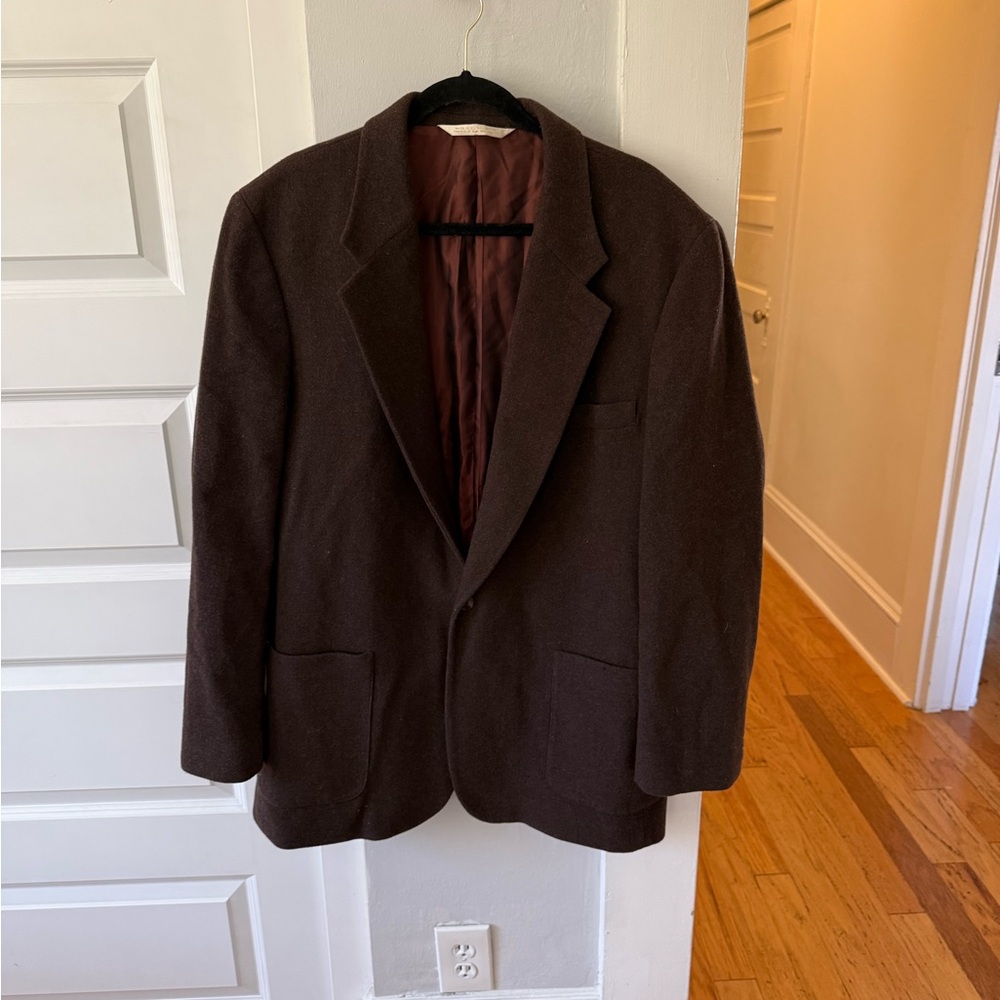 Perry Ellis Dark Brown Men's Blazer Wool Blend Vintage